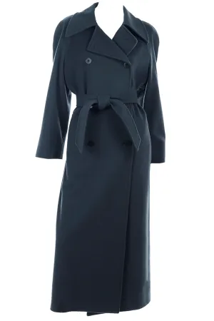 1990s Giorgio Armani Le Collezioni Deep Gray Green Double Breasted Wool Coat