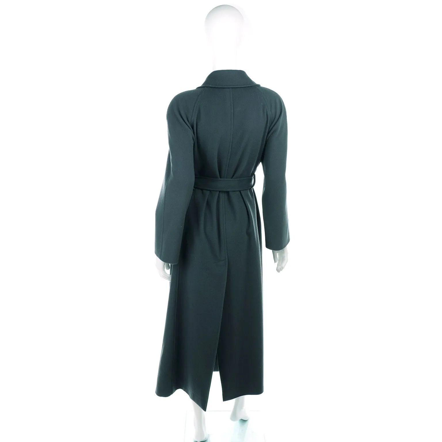 1990s Giorgio Armani Le Collezioni Deep Gray Green Double Breasted Wool Coat