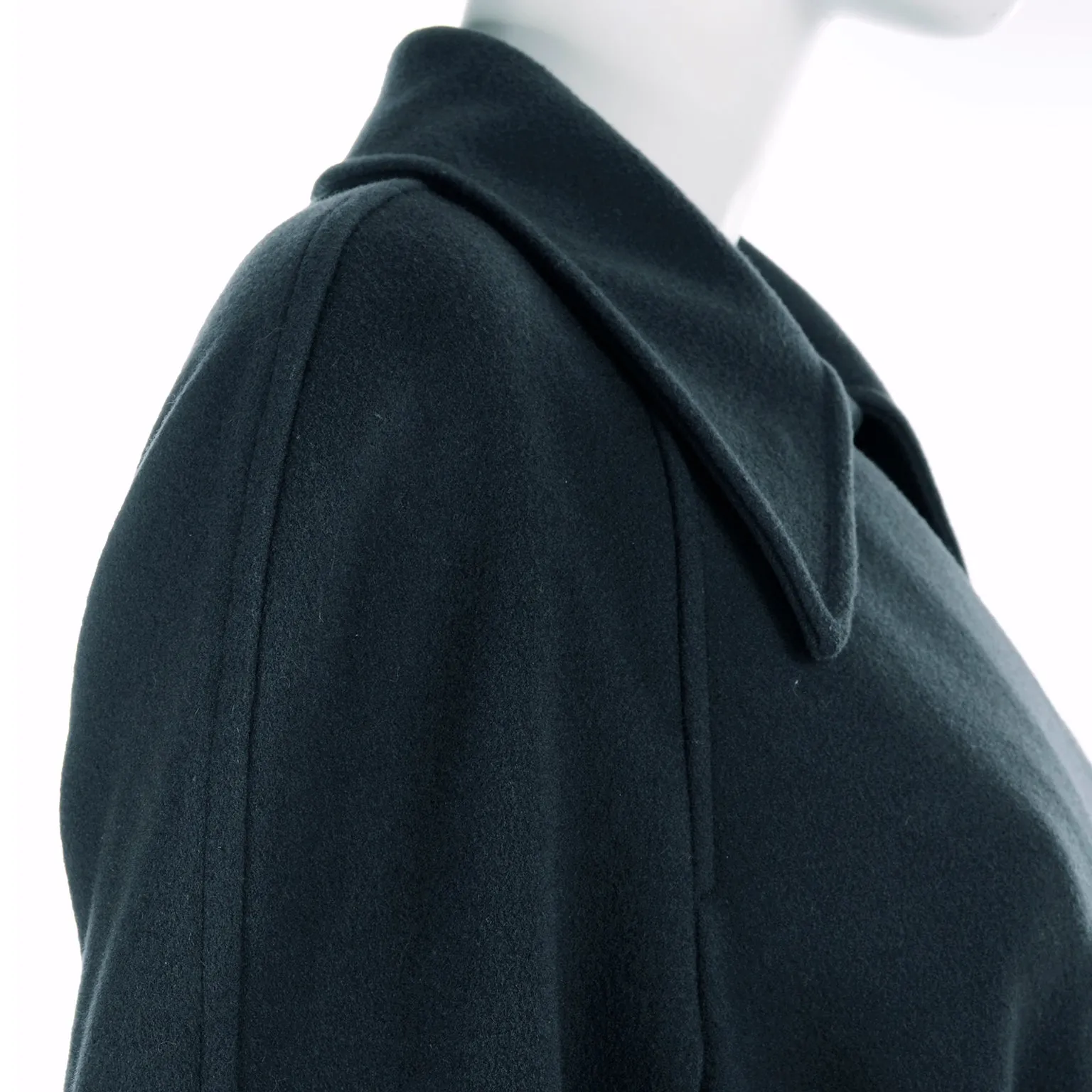 1990s Giorgio Armani Le Collezioni Deep Gray Green Double Breasted Wool Coat