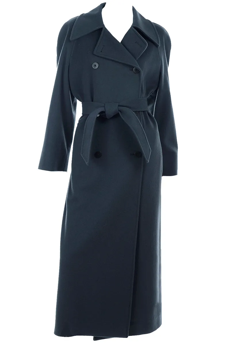 1990s Giorgio Armani Le Collezioni Deep Gray Green Double Breasted Wool Coat