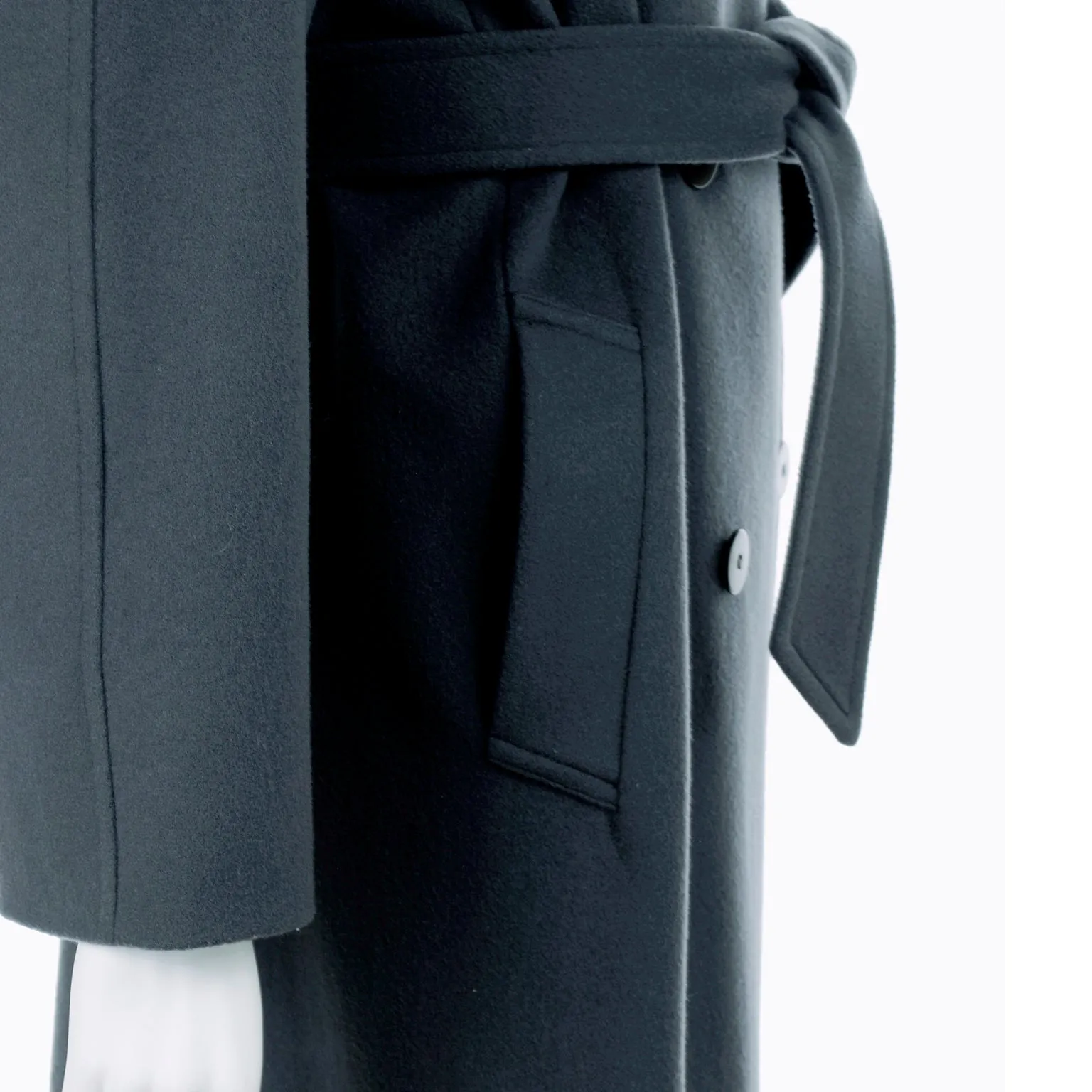 1990s Giorgio Armani Le Collezioni Deep Gray Green Double Breasted Wool Coat