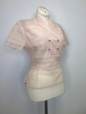 50s sheer cherry blossom blouse