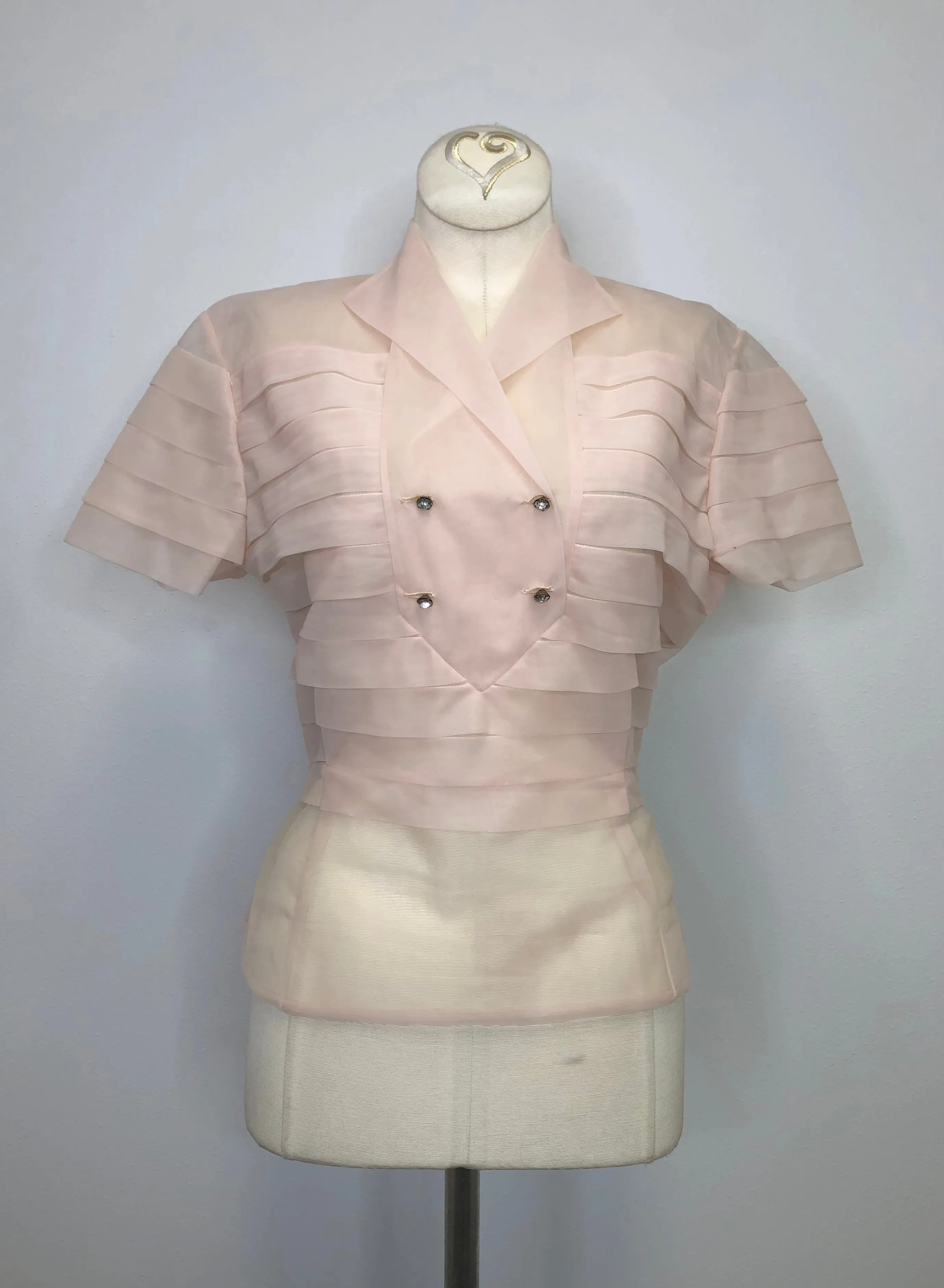50s sheer cherry blossom blouse