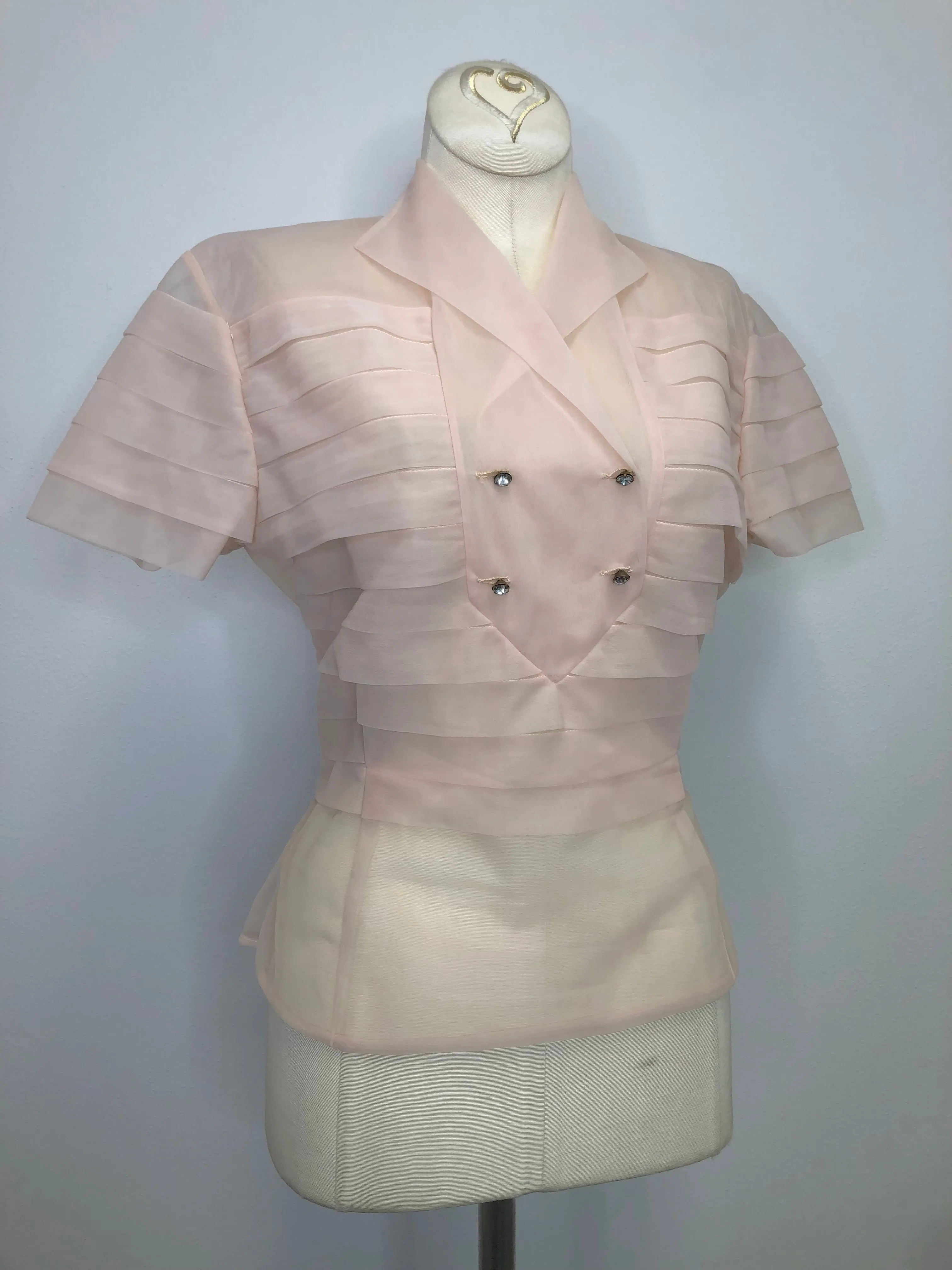 50s sheer cherry blossom blouse