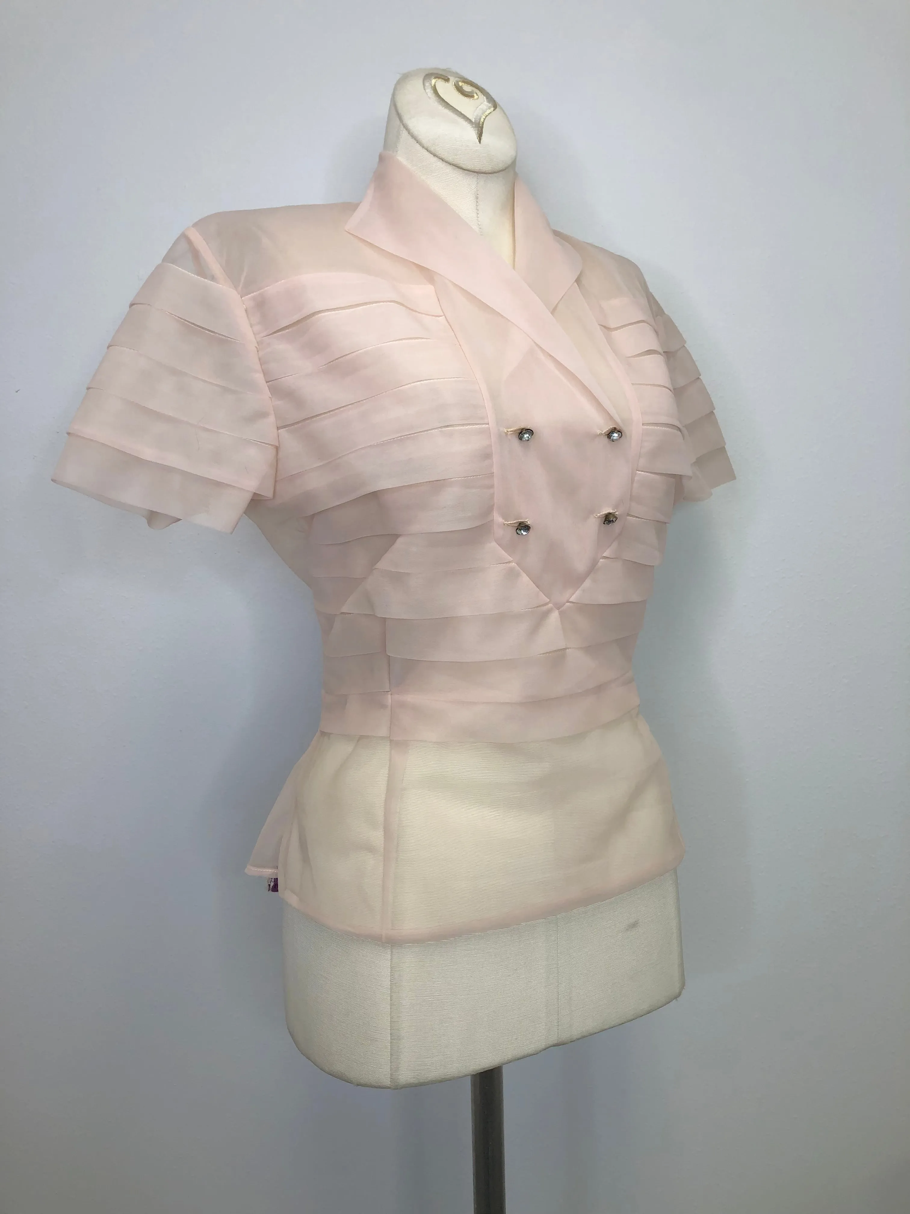 50s sheer cherry blossom blouse