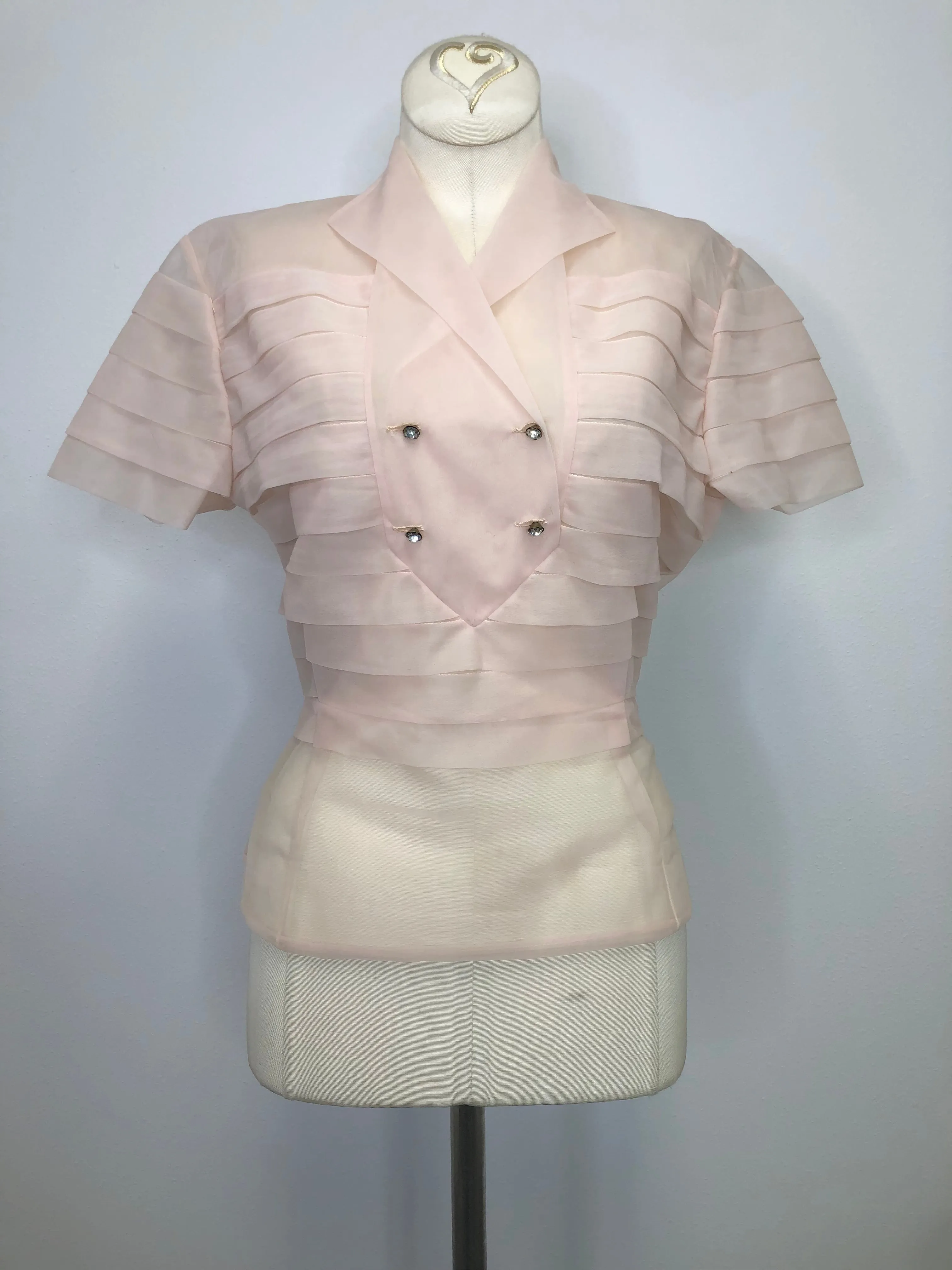 50s sheer cherry blossom blouse