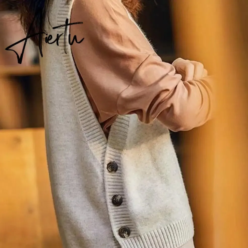 Aiertu Woman Sweaters Sleeveless Knit Vest Loose round Neck Sweater Female Femme Chandails Pull Hiver