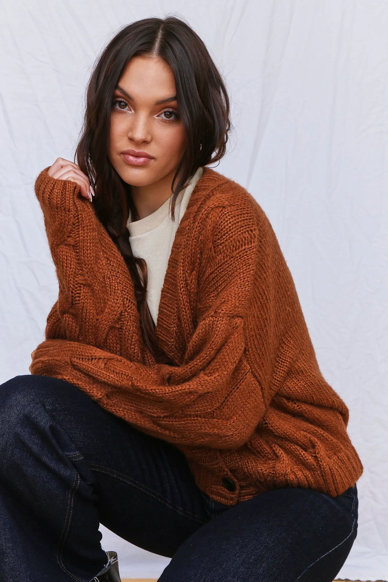 Ana Oversize Cardigan - Brown