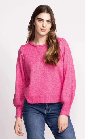 AUDREY PINK MIX SWEATER W/BRAIDED DETAIL