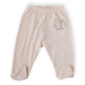Basic Light Pink Footed Pants with Penguins