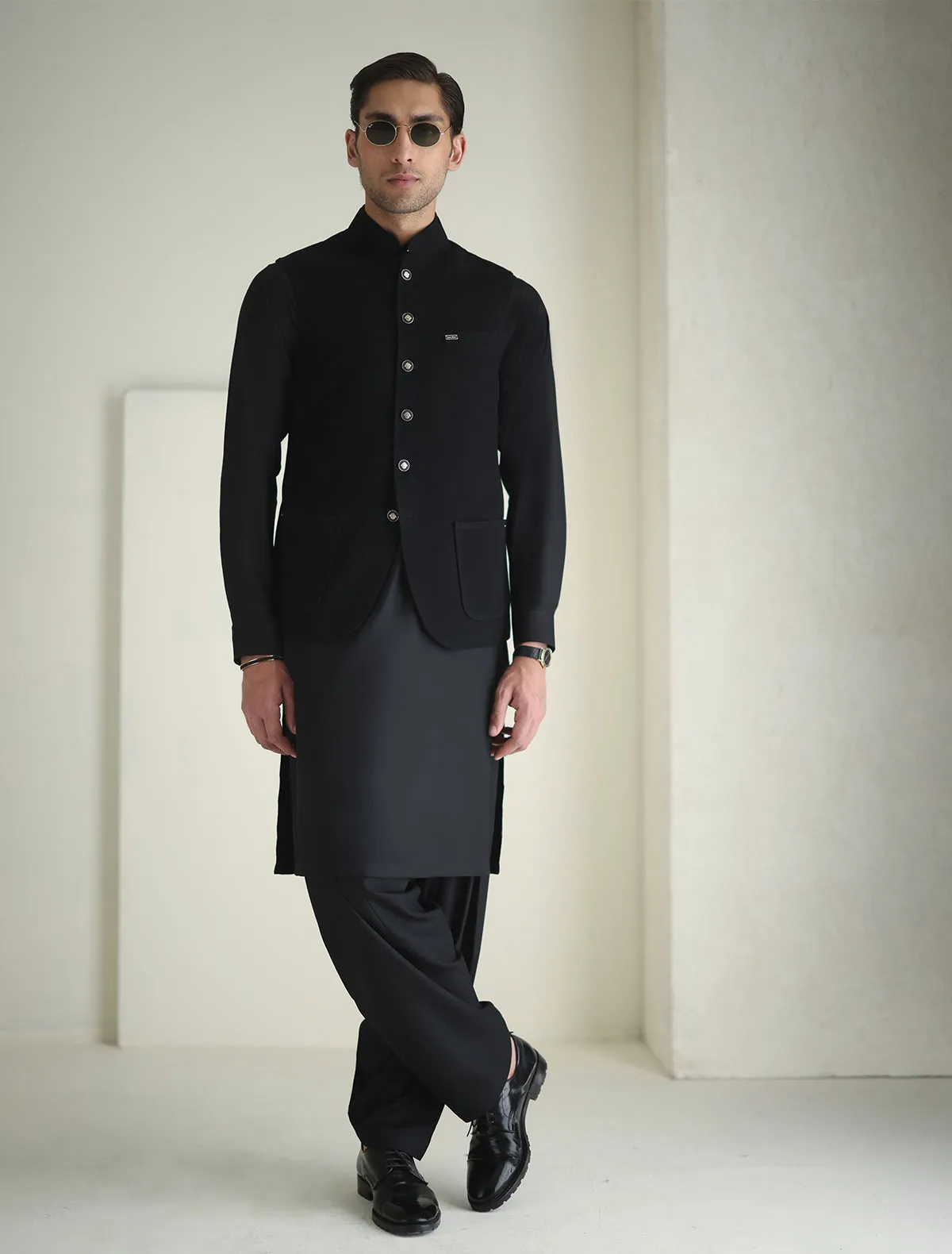 BLACK NAME BADGE WAISTCOAT