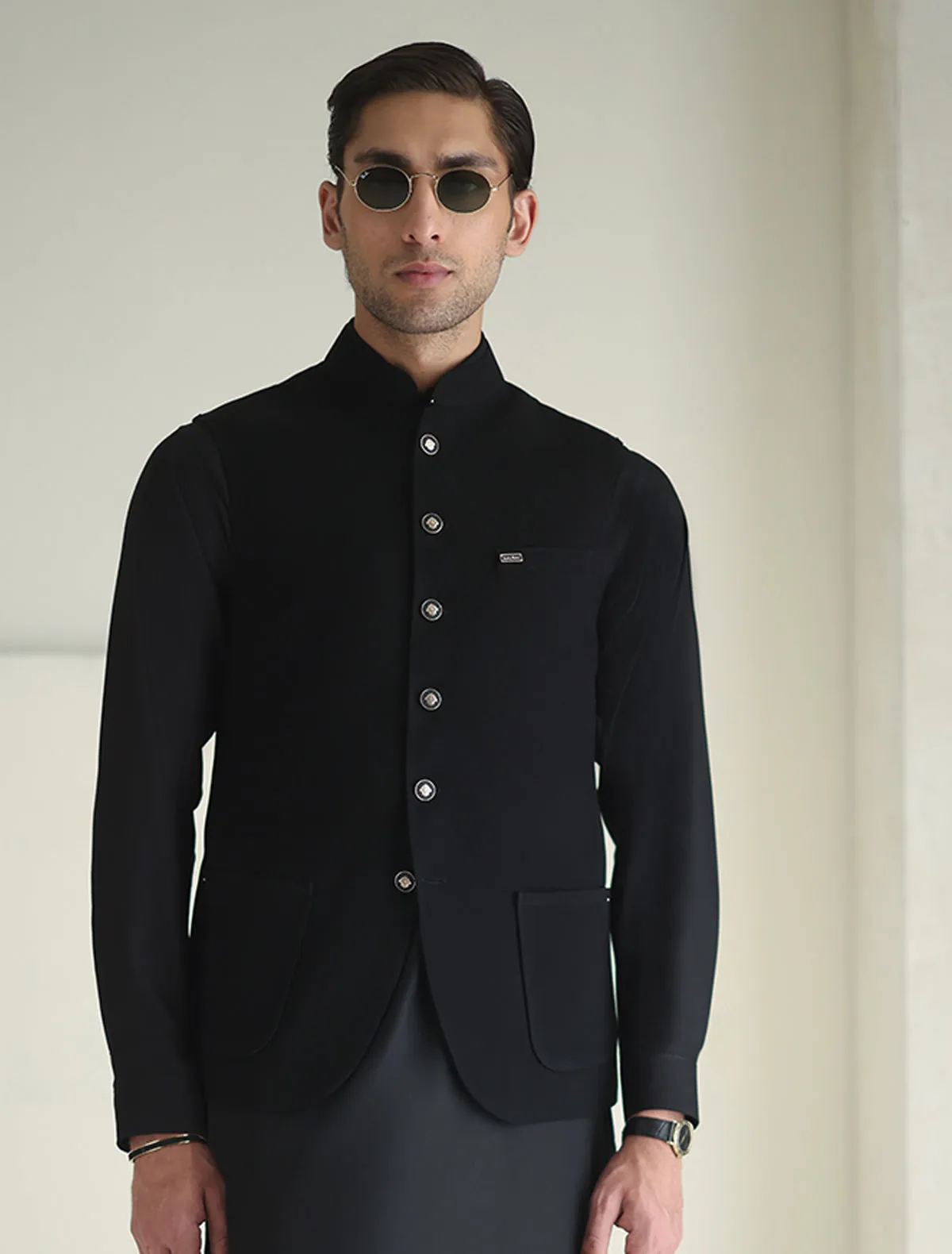 BLACK NAME BADGE WAISTCOAT
