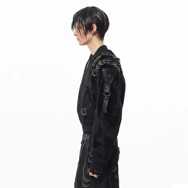 Black Textured Bomber Jacket