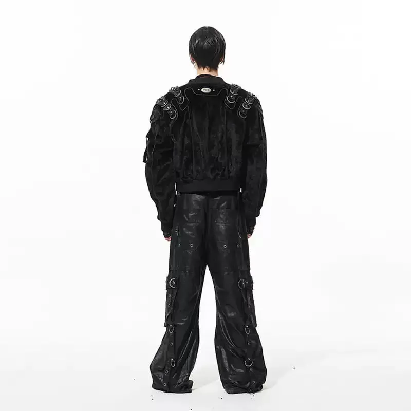 Black Textured Bomber Jacket