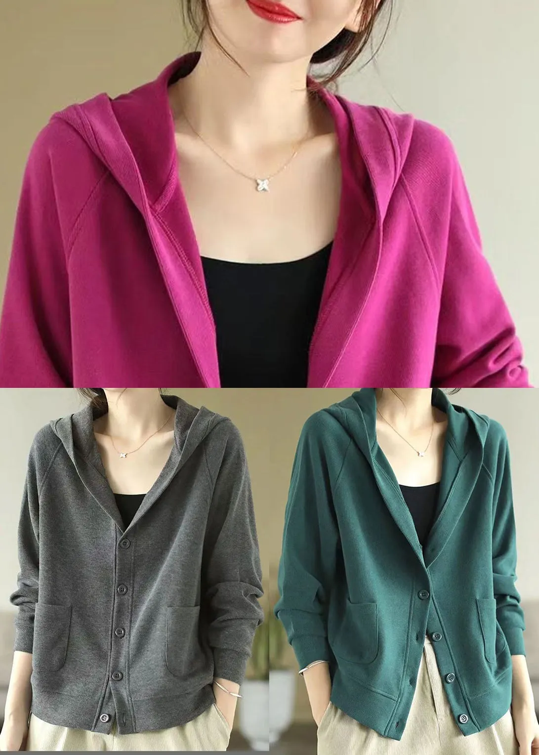 Bohemian Grey Hooded Cotton Coats Spring TJ017