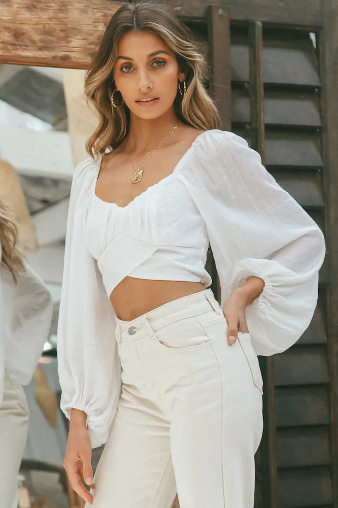 Bora Bora Beach Hut Crop Top White