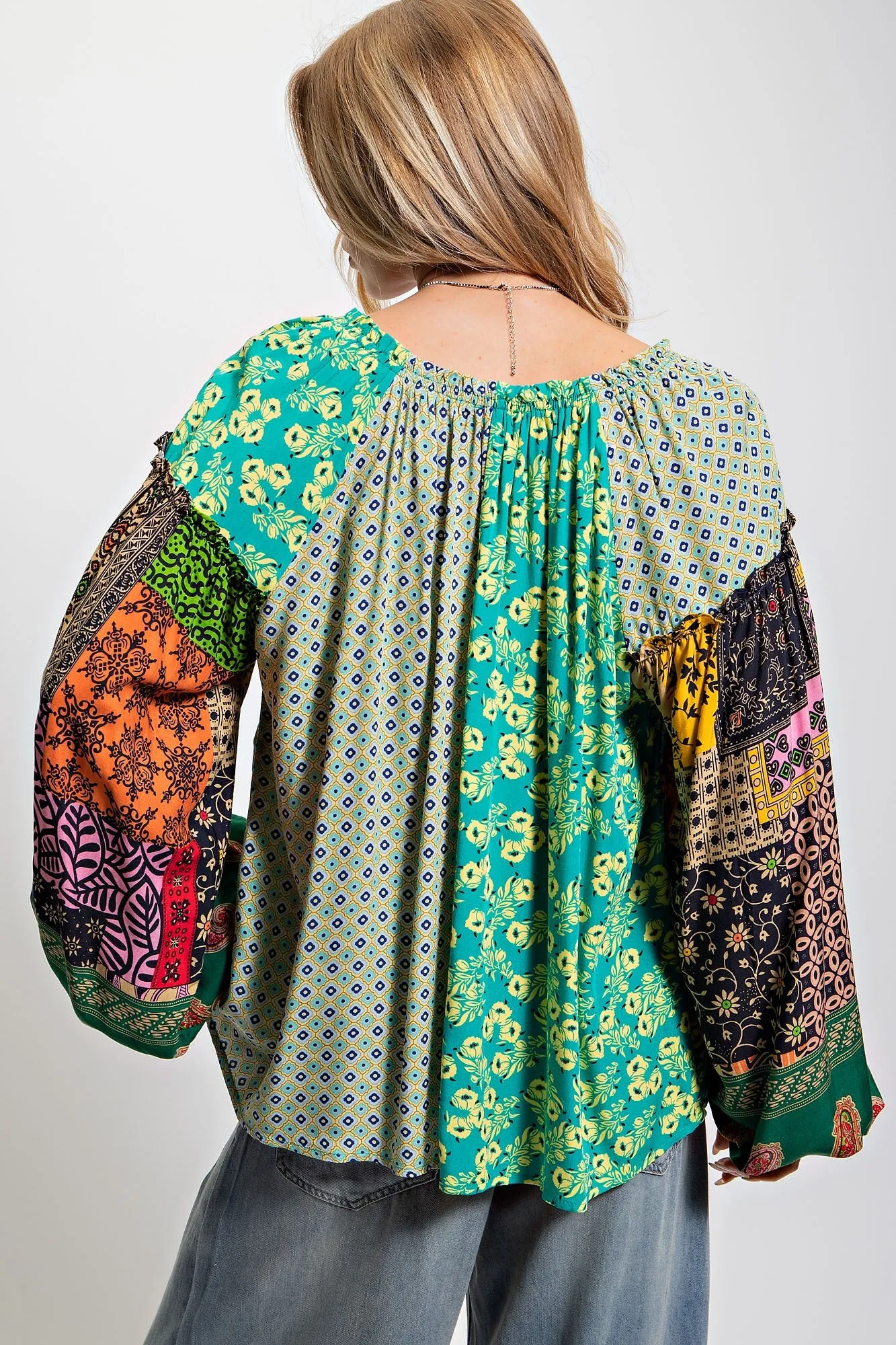 Bubble Sleeve Boho Top