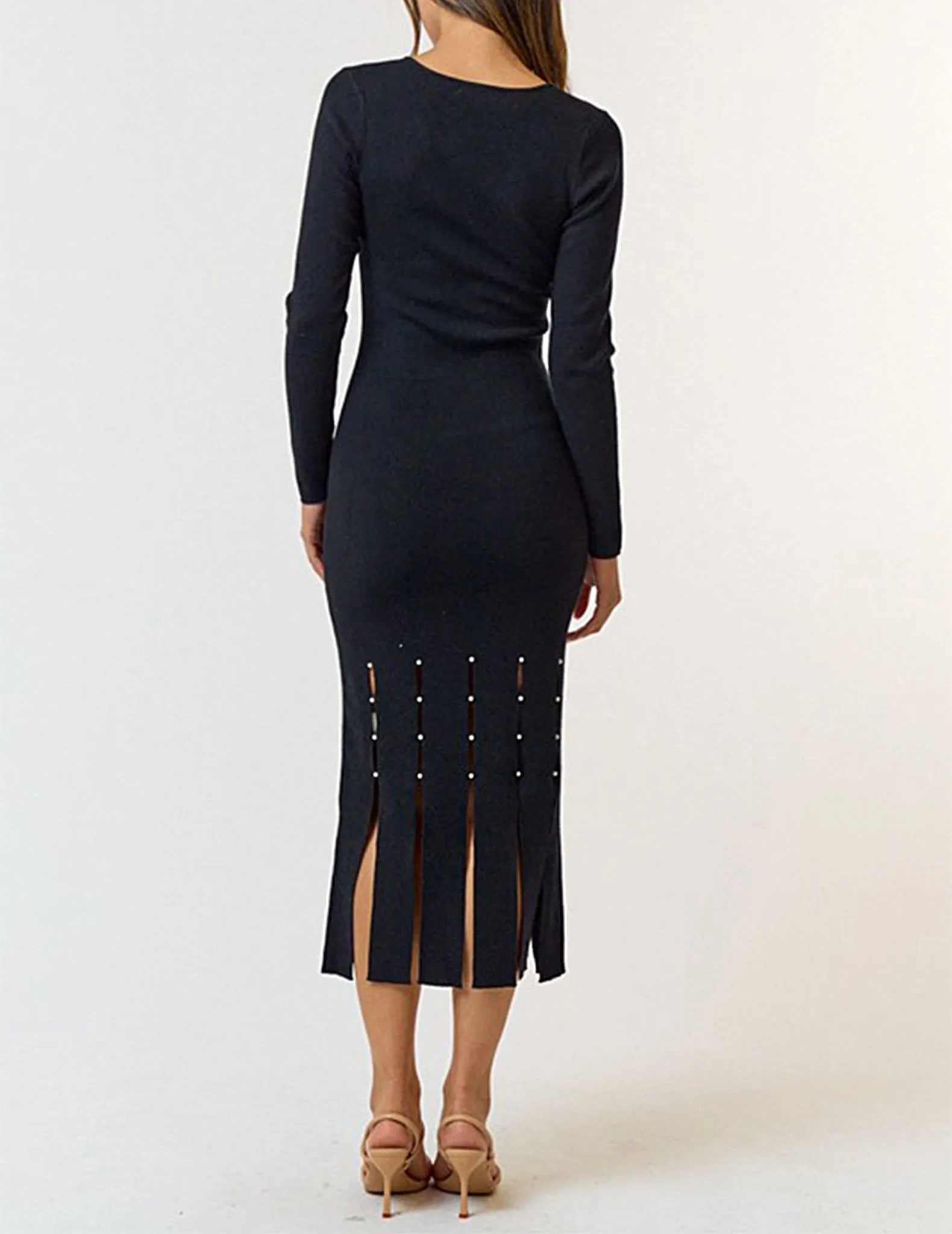 Charlotte Pearl Studded Long Sleeve Dress