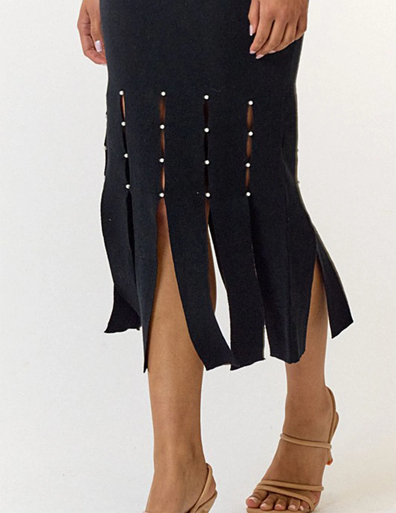 Charlotte Pearl Studded Long Sleeve Dress