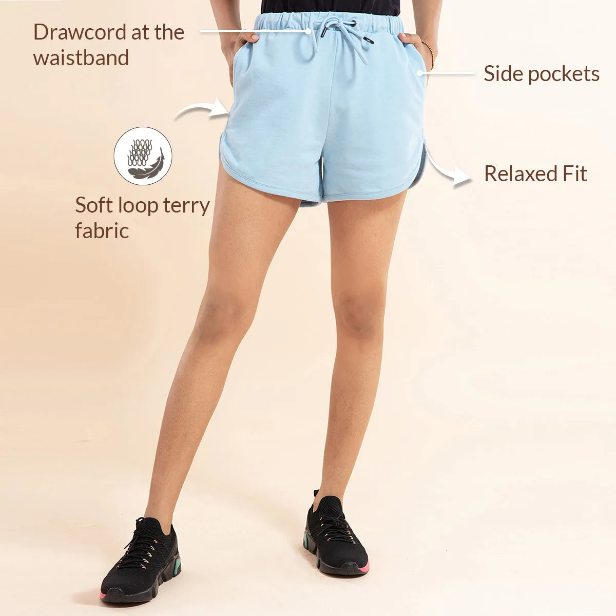 Chill-Pill Cotton Terry Shorts Nykd All Day-NYK039-Blue Fog