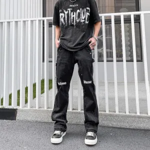 Classic Spliced Graffiti Denim Jeans