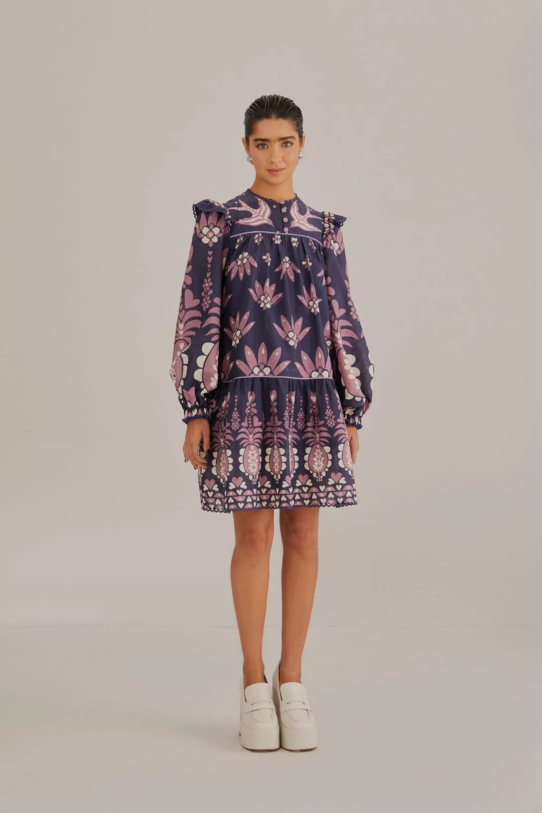 Dark Blue Ainika Martina Long Sleeve Mini Dress