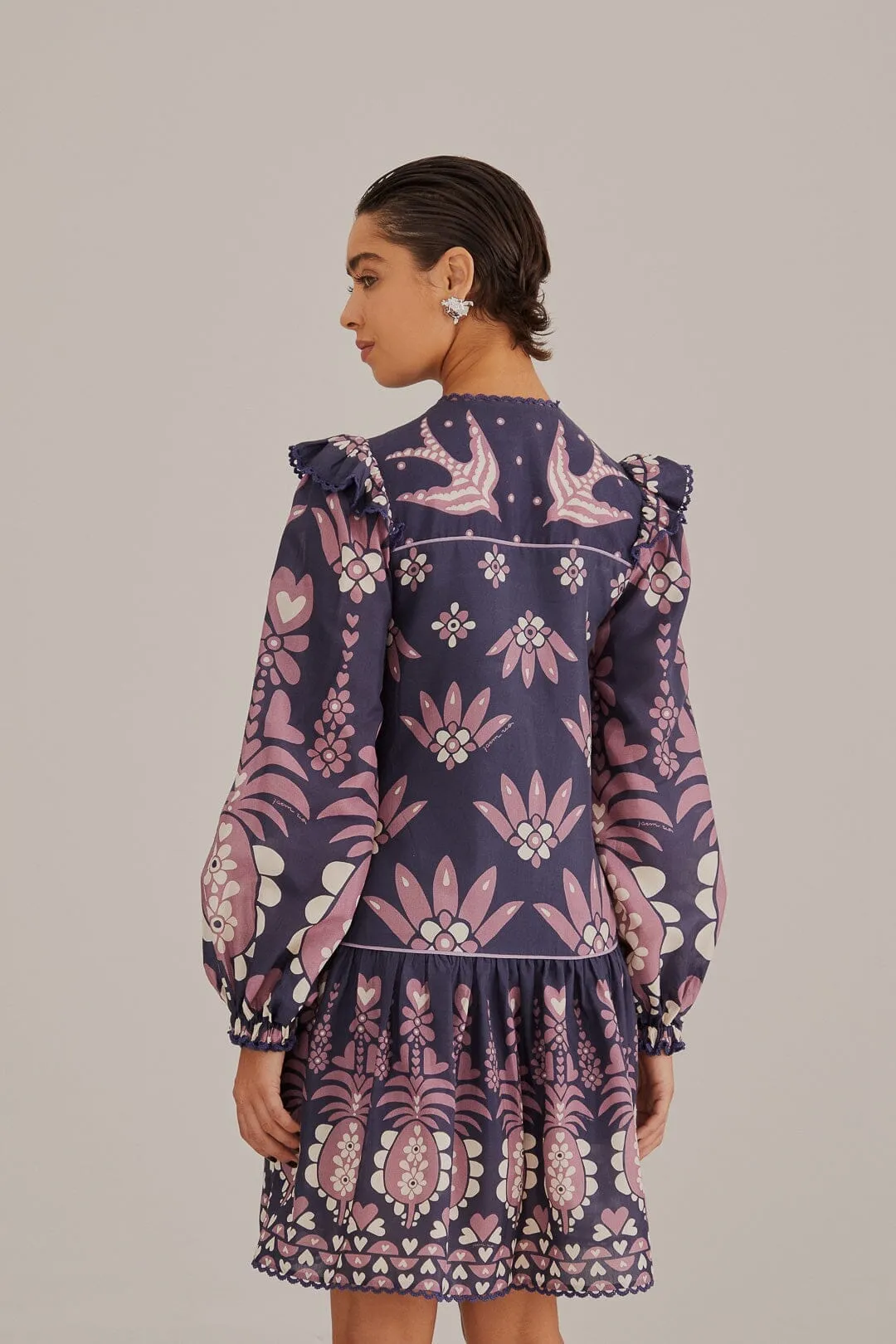 Dark Blue Ainika Martina Long Sleeve Mini Dress