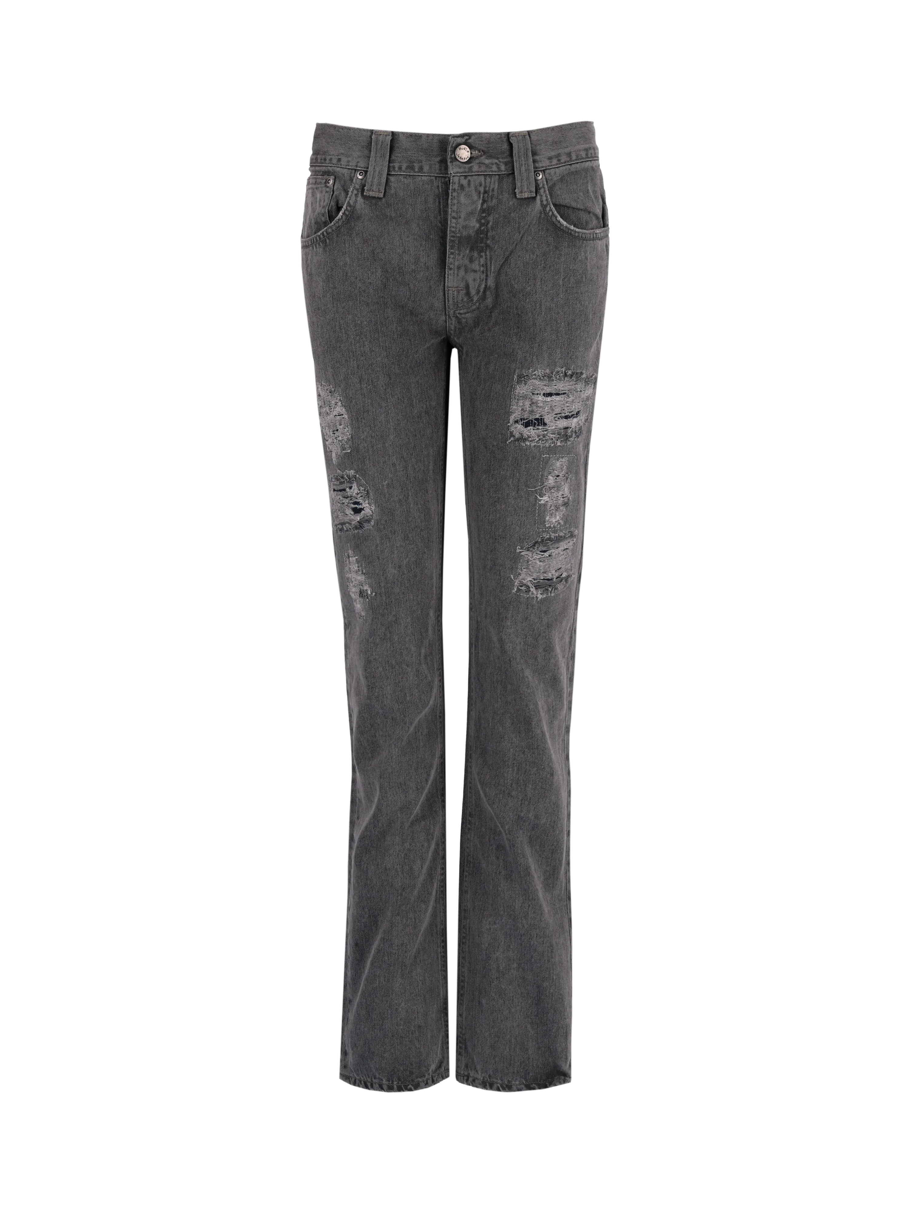 distressed straight-leg jeans