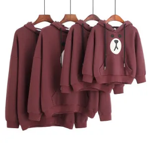 Family Matching Thick Hooded Sweater Bear Face