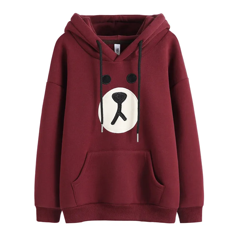 Family Matching Thick Hooded Sweater Bear Face