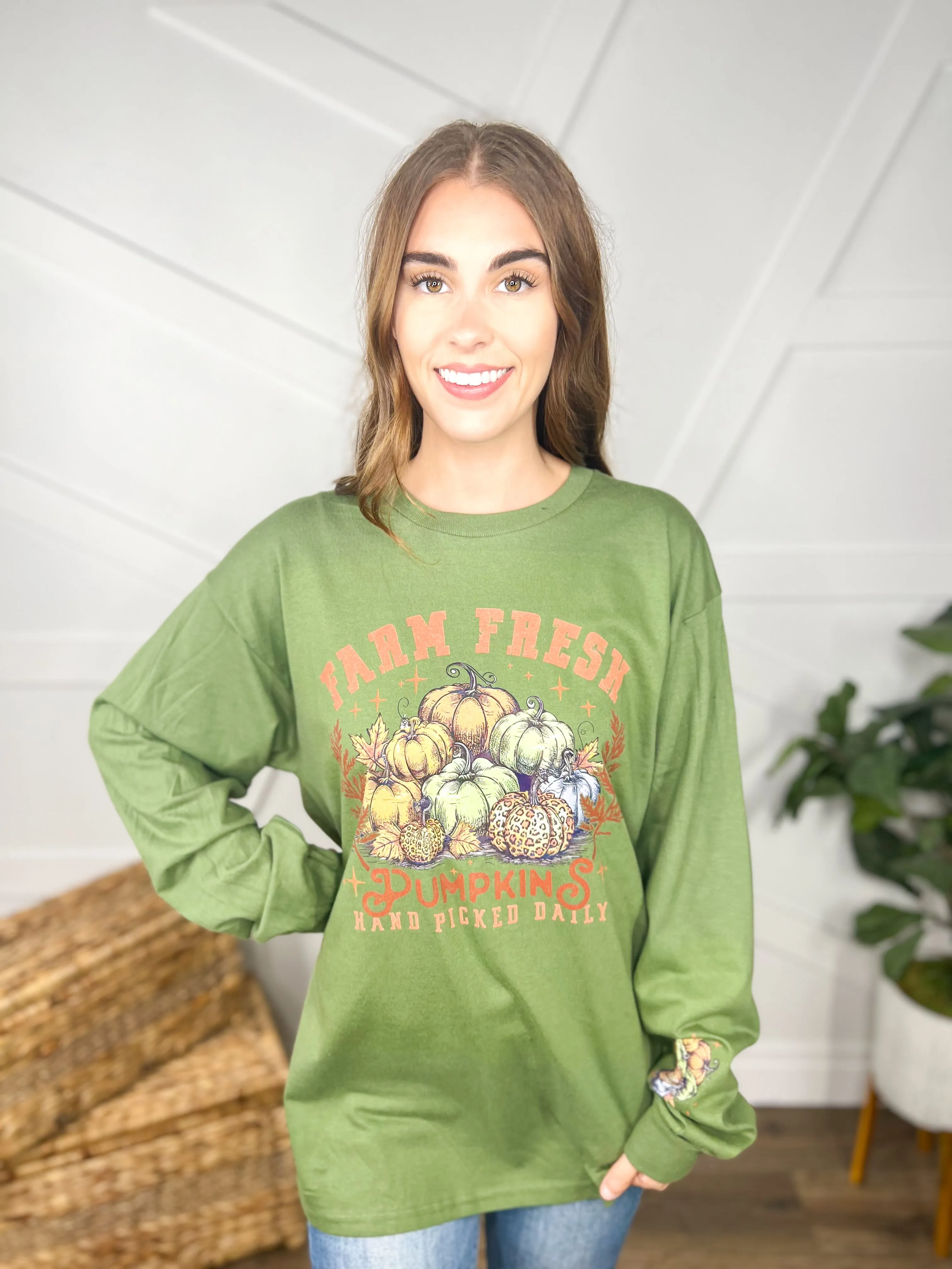 Farm Fresh Pumpkins Graphic Long Sleeve