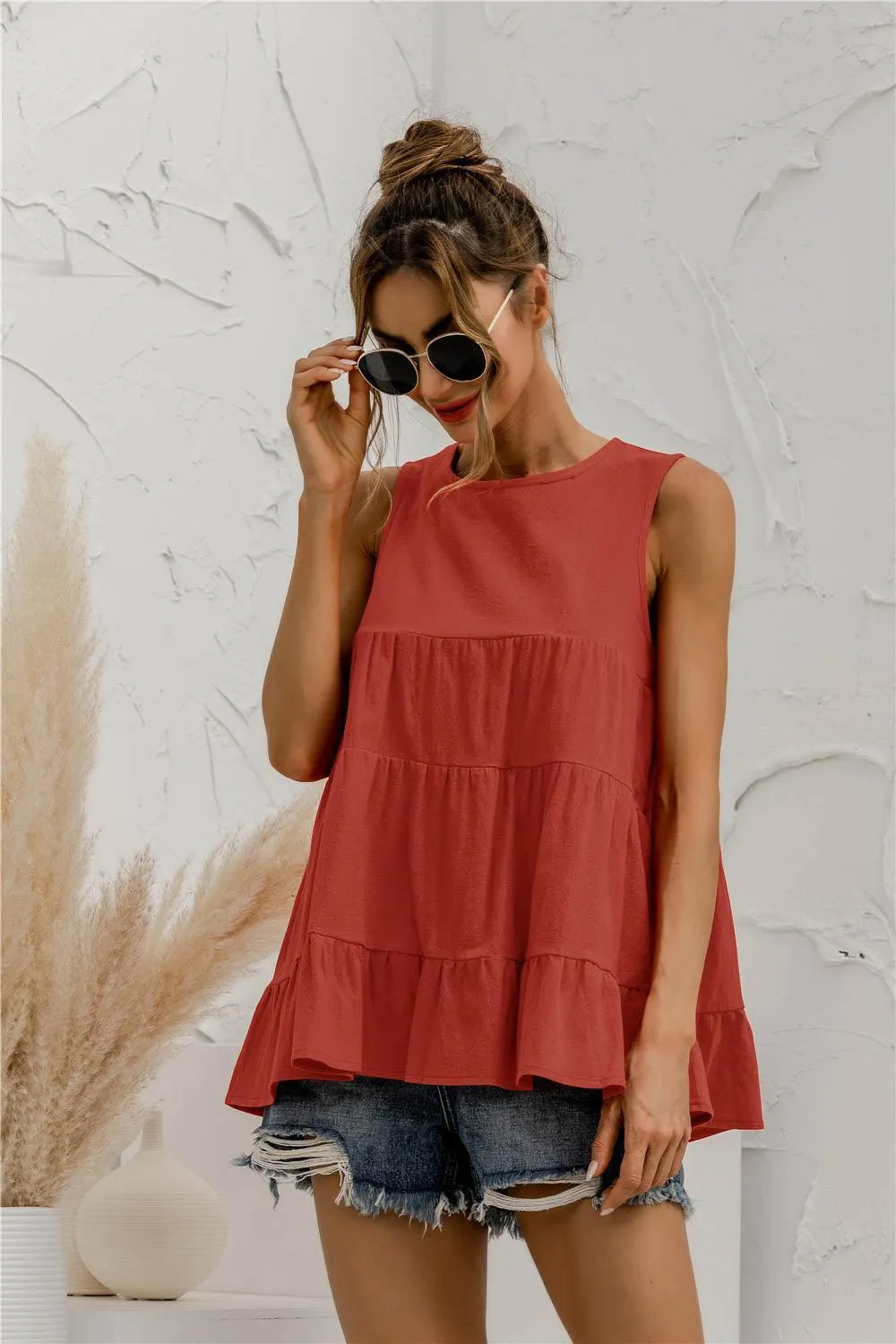 Fearless Fresh Crew Neck Tiered Tank Top