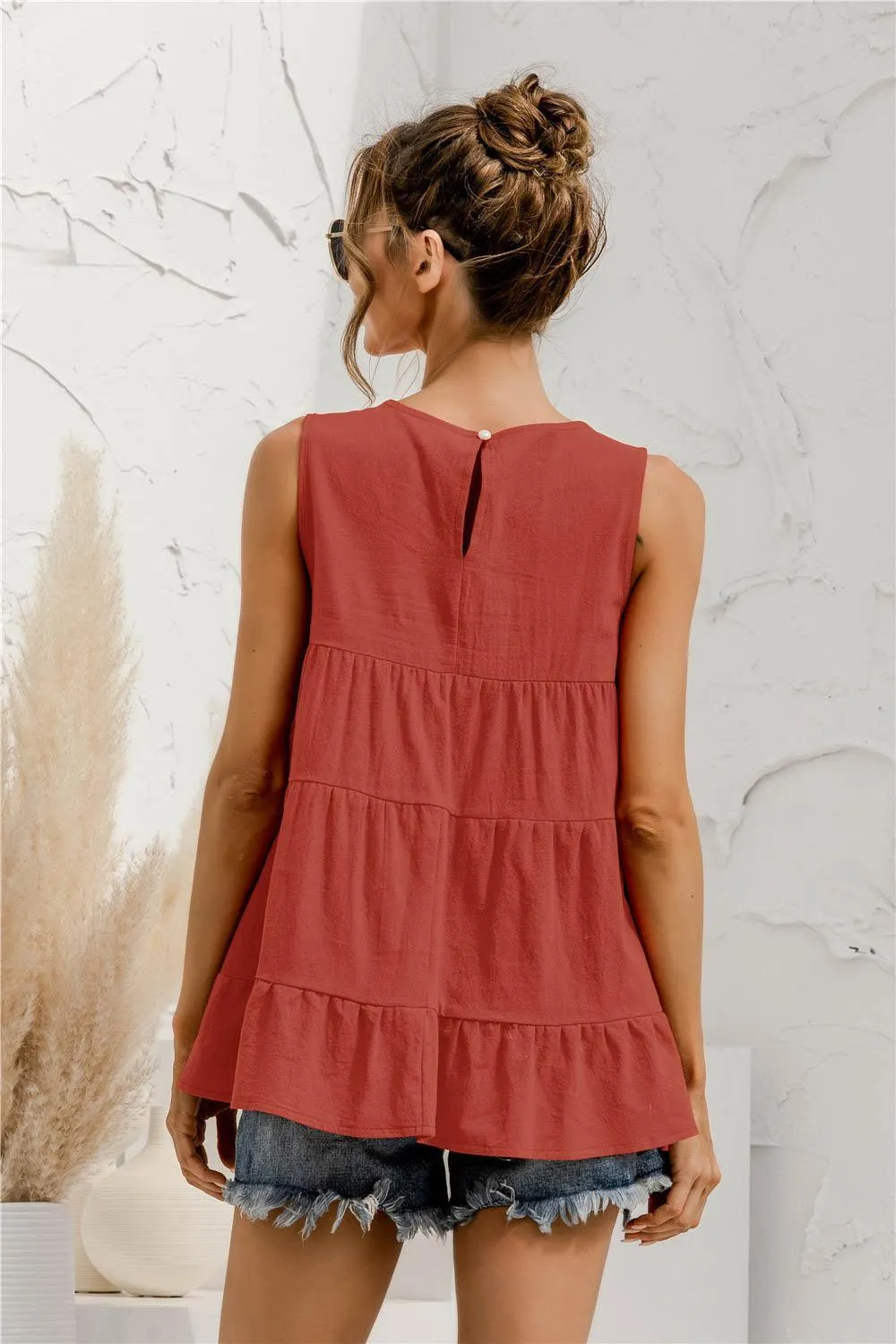 Fearless Fresh Crew Neck Tiered Tank Top