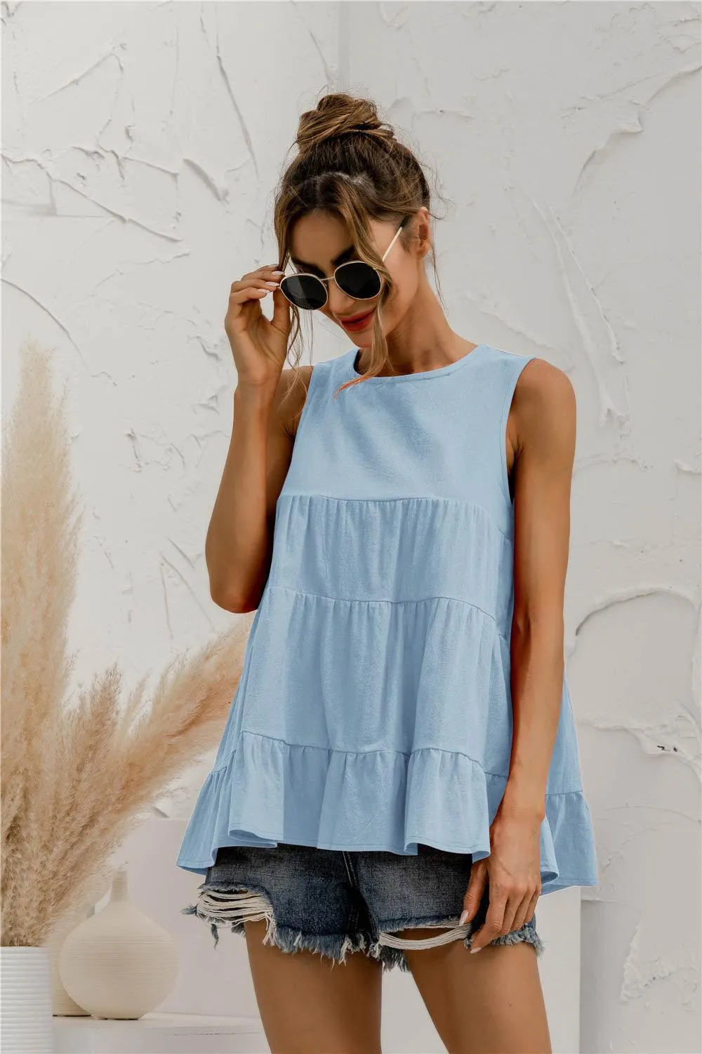 Fearless Fresh Crew Neck Tiered Tank Top