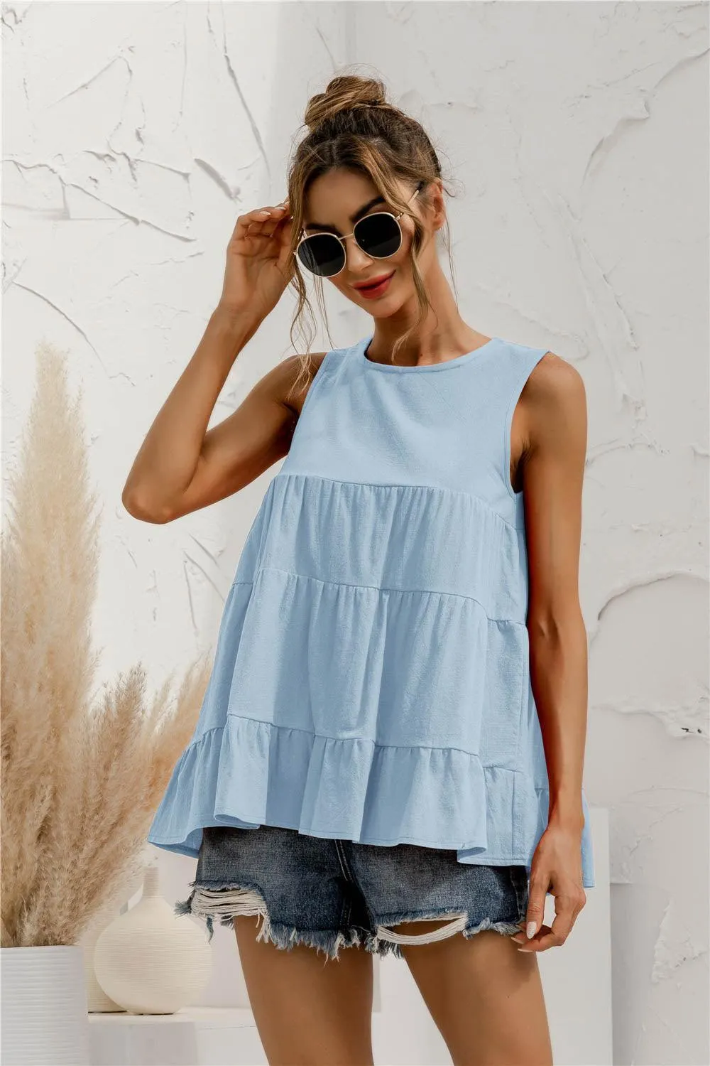 Fearless Fresh Crew Neck Tiered Tank Top