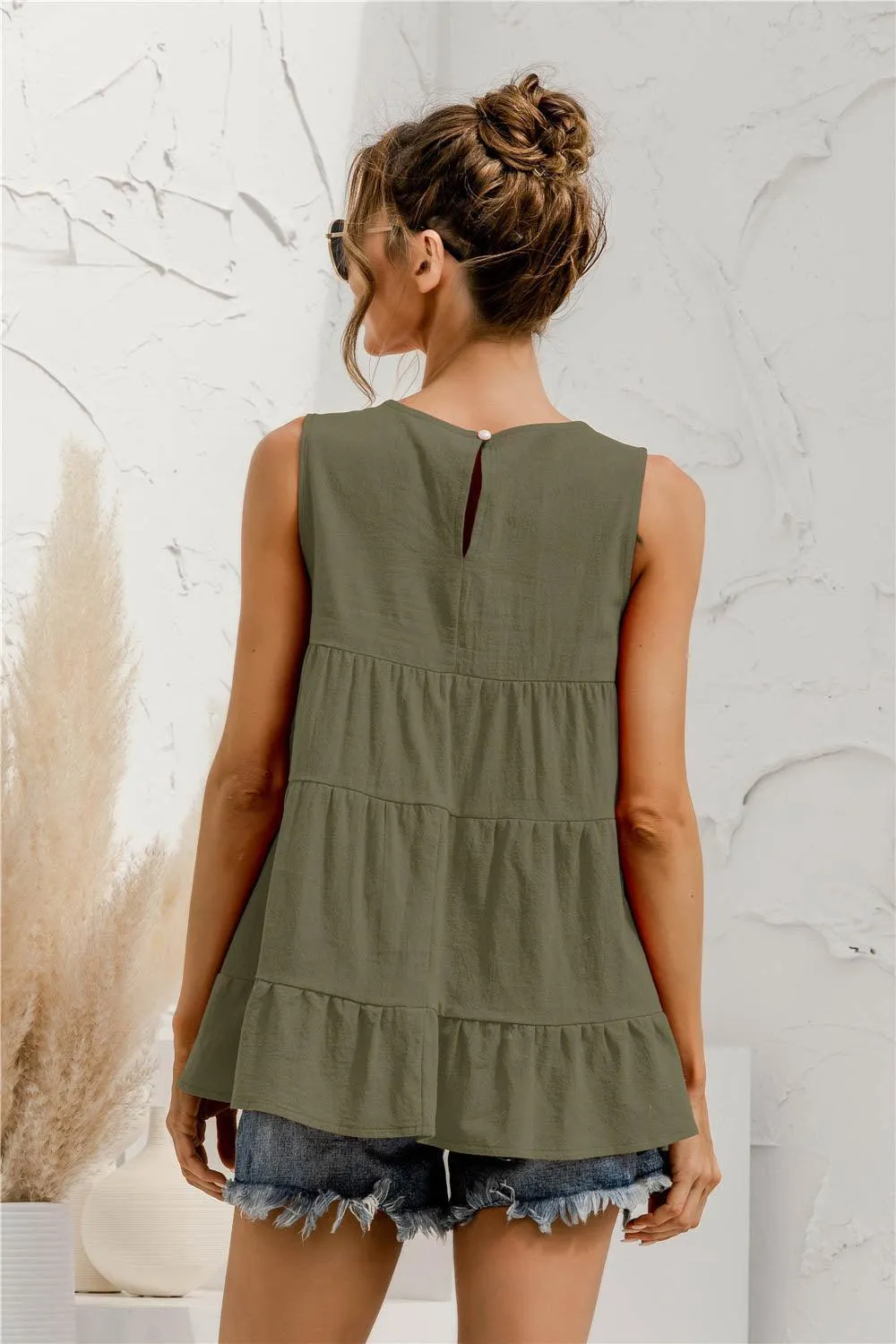 Fearless Fresh Crew Neck Tiered Tank Top
