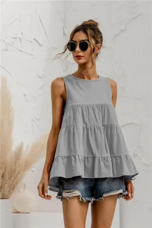 Fearless Fresh Crew Neck Tiered Tank Top
