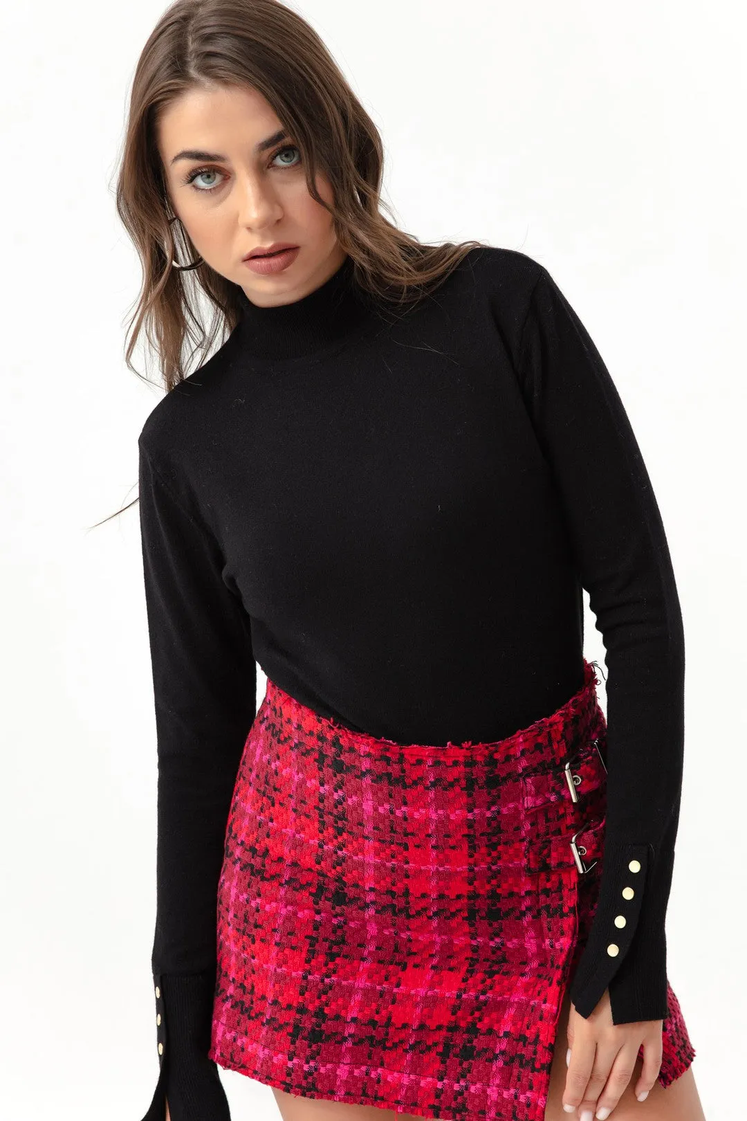 Female Fisherman'S Gold Button Detailed Knitwear Sweater
