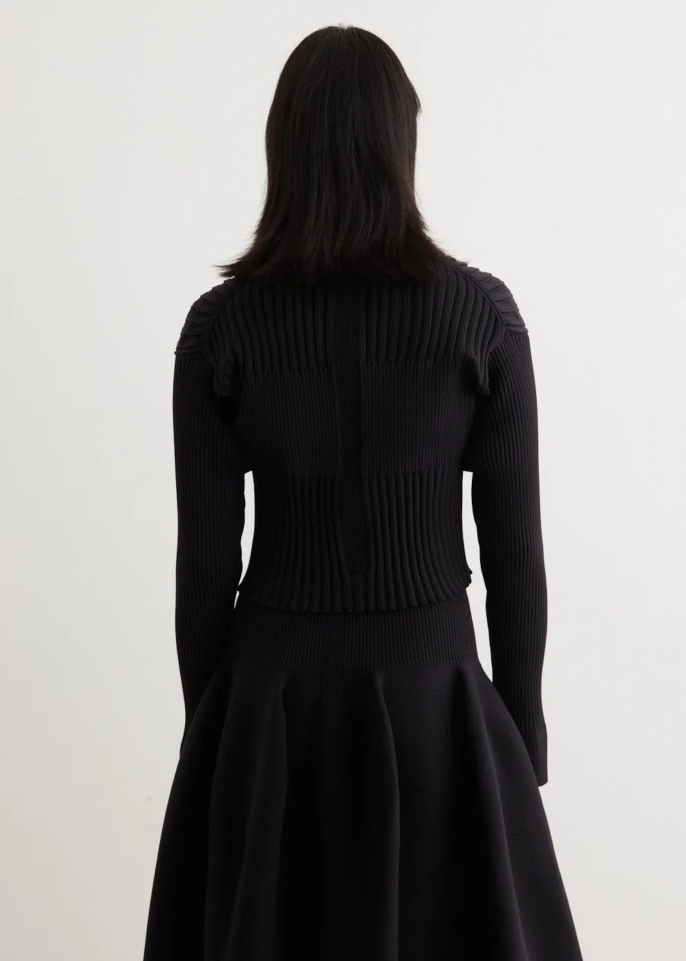 Fluted Cropped Shirt Cardigan
