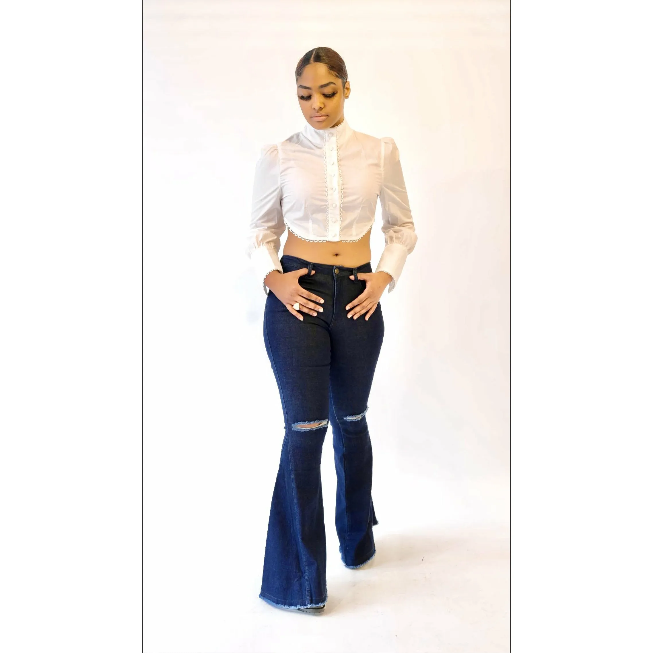 Fringed Bell Bottom Jean