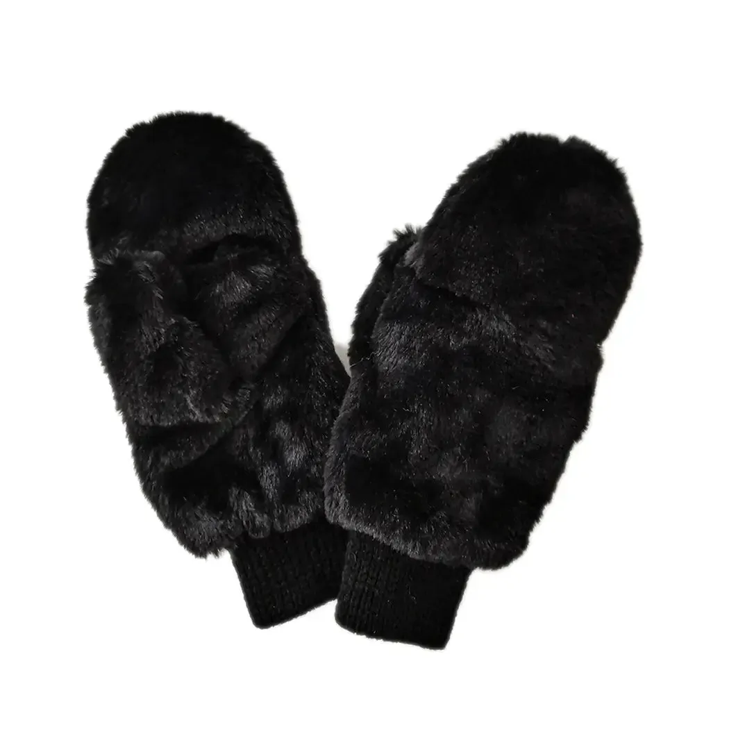 Fuzzy Mittens Black