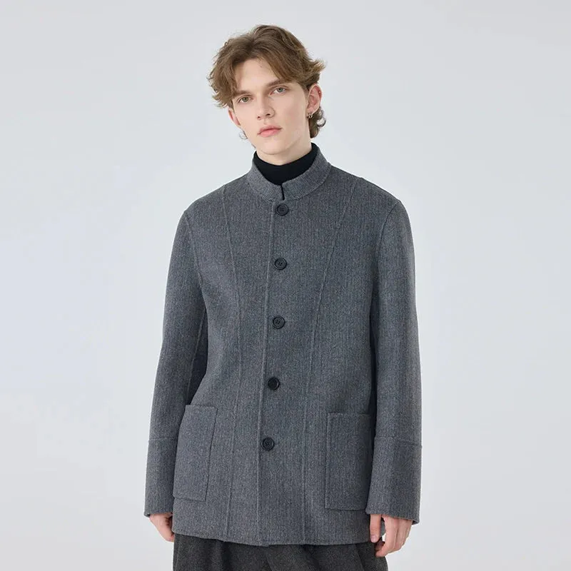 Gray Wool Stand Collar Jacket