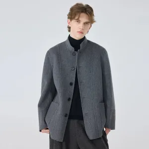 Gray Wool Stand Collar Jacket
