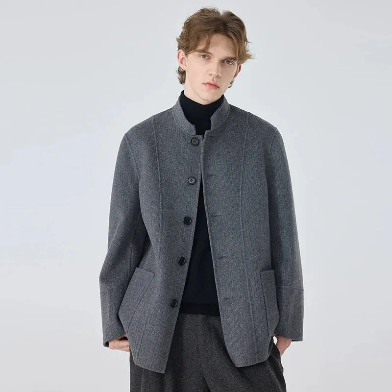 Gray Wool Stand Collar Jacket