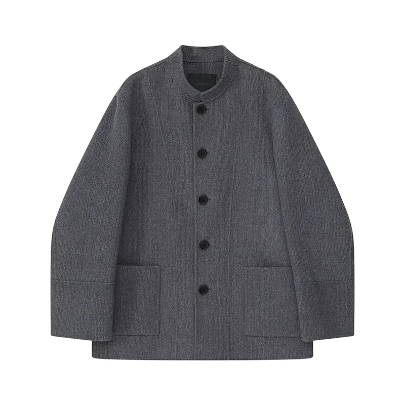 Gray Wool Stand Collar Jacket