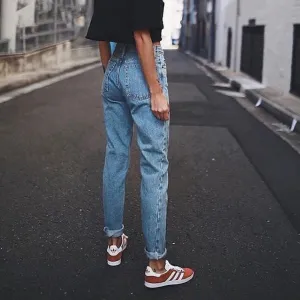 High Waist Washed Harem Denim Pants