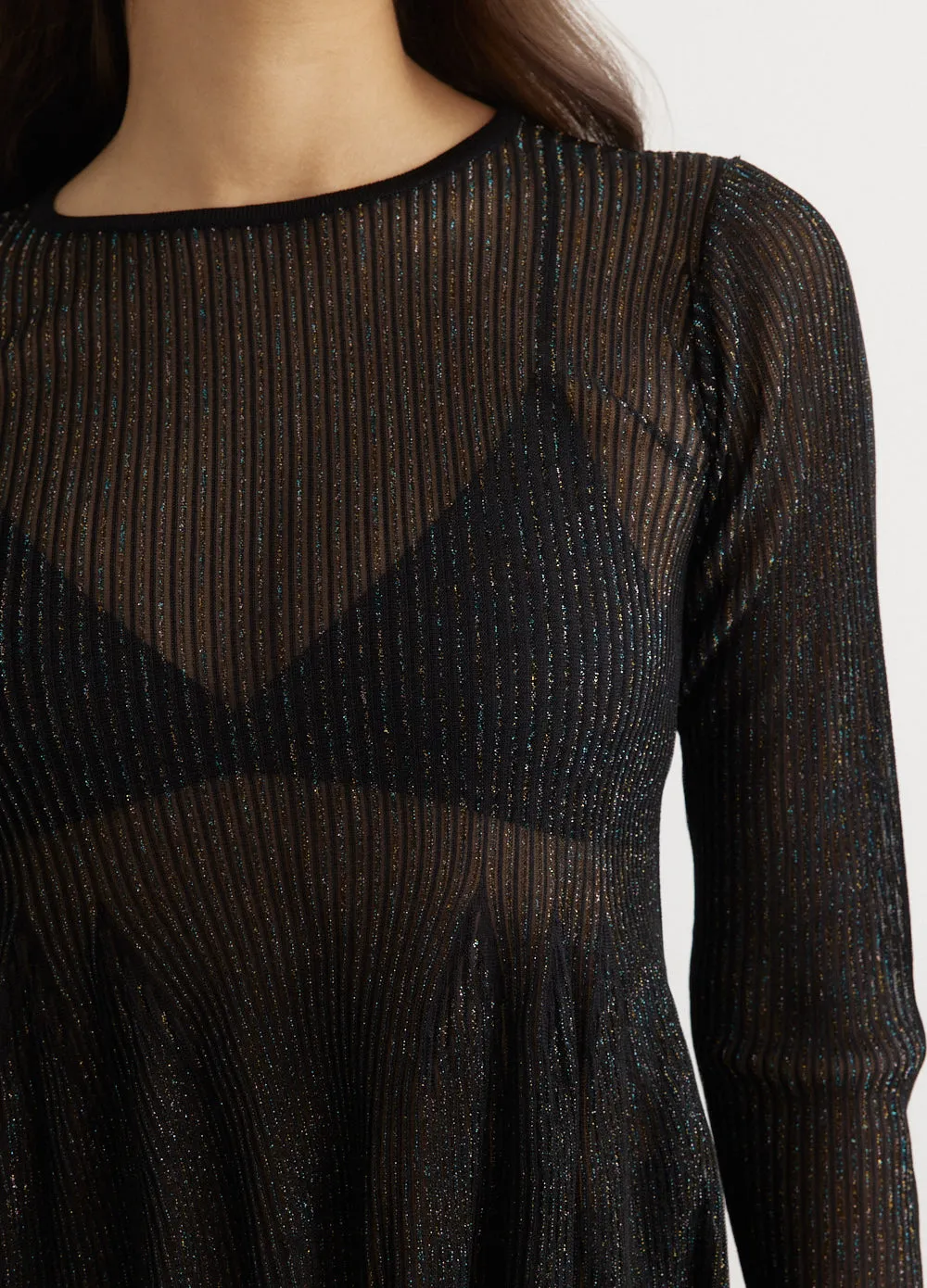 Hypha Lucent Glitter Long Sleeve Flare Top
