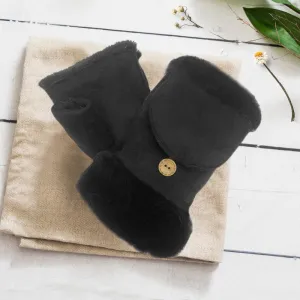 iLLASPARKZ Faux Fur Lined Suede Pop Top Mitten Gloves