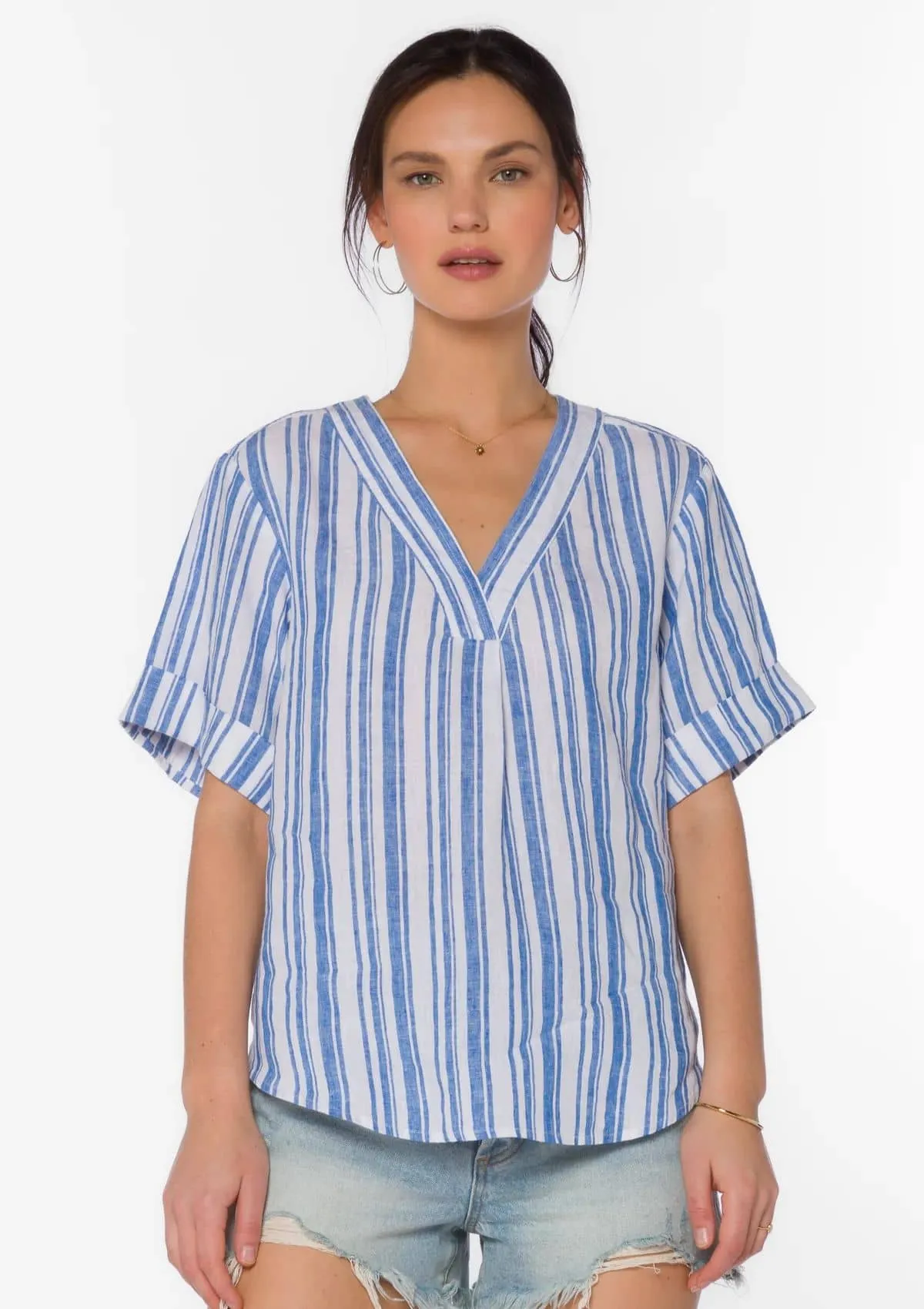 Kyro Short Sleeve Top - Blue Stripe
