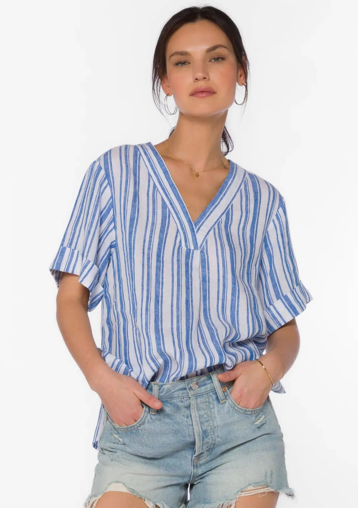 Kyro Short Sleeve Top - Blue Stripe